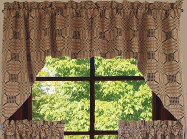 Trenton Jacquard Nutmeg Black Red Swag SW243025 - The Fox Decor